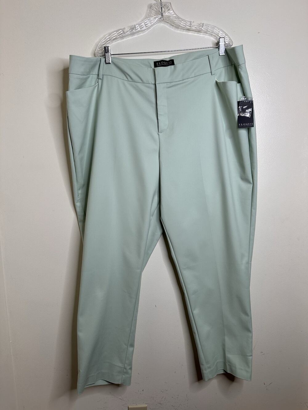 Eloquii Size 24R NEW Mint Green Trouser Dress Pants Pockets High Rise